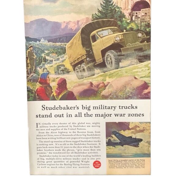 Vintage 1943 Studebaker Military Trucks Ad Advertisement - Picture 1 of 4
